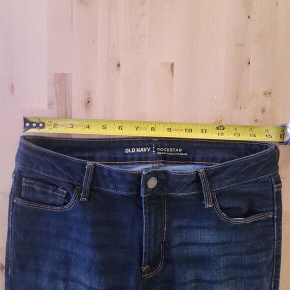 Old Navy Womens Rockstar Skinny Mid Rise Dark Wash Denim Jeans SZ 8 SHORT - Picture 5 of 12